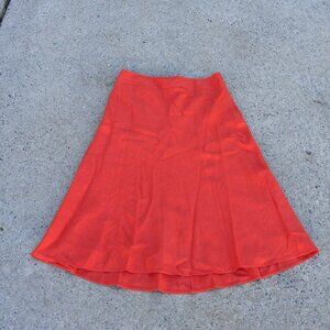 Talbots 16P Pure Irish Linen Orange A-Line Midi Skirt Coastal Grandma